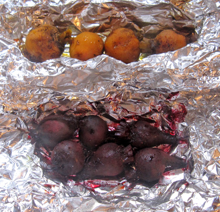 beets in foil just out of the oven